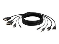 Belkin Secure KVM Combo Cable - Câble vidéo / USB / audio - USB, jack mini, DVI-D (M) pour USB type B, jack mini, HDMI (M) - 1.83 m - passif, support 4K - noir F1DN2CCBL-DH-6