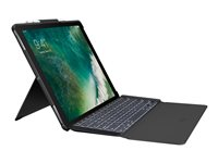 Logitech Slim Combo - Clavier et étui - rétroéclairé - Apple Smart connector - Disposition R-U - noir clavier, noir étui - pour Apple 12.9-inch iPad Pro (1ère génération, 2e génération) 920-008440