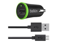 Belkin Universal Car Charger - Car power adapter - 12 Watt - 2.4 A (USB) - sur le câble : Micro-USB - noir F8M887BT04-BLK
