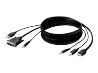 Belkin Secure KVM Combo Cable - Câble vidéo / USB / audio - USB, jack mini, DVI-D (M) pour USB type B, jack mini, HDMI (M) - 1.83 m - passif, support 4K - noir F1DN1CCBL-DH-6