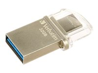 Verbatim Store 'n' Go OTG Micro Drive - Clé USB - 32 Go - USB 3.0 / micro USB - métal argenté 49826