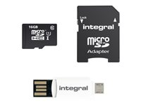 Integral Smartphone and Tablet - Carte mémoire flash (adaptateur microSDHC - SD inclus(e)) - 16 Go - Class 10 - microSDHC UHS-I INMSDH16G10-SPTOTGR