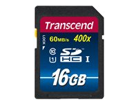 Transcend Premium - Carte mémoire flash - 16 Go - UHS Class 1 / Class10 - 400x - SDHC UHS-I TS16GSDU1