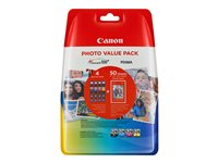 Canon CLI-526 C/M/Y/BK Photo Value Pack - Pack de 4 - 9 ml - noir, jaune, cyan, magenta - original - 100 x 150 mm 50 feuille(s) blister - réservoir d'encre/kit papiers - pour PIXMA iP4950, iX6550, MG5250, MG5350, MG6150, MG6250, MG8150, MG8250, MX715, MX885, MX895 4540B017