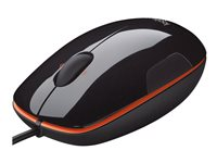 Logitech M150 - Souris - droitiers et gauchers - laser - filaire - USB - noir, orange 910-003744