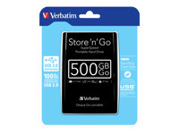 Verbatim Store 'n' Go Portable - Disque dur - 500 Go - externe (portable) - USB 3.0 - 5400 tours/min - noir 53029