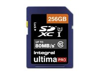 Integral UltimaPro - Carte mémoire flash - 256 Go - UHS Class 1 / Class10 - SDXC UHS-I INSDX256G10-80U1