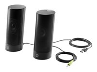 HP USB Business speakers v2 - Haut-parleurs - pour PC - 4 Watt (Totale) - noir (couleur de la grille - noir) - pour HP 260 G3; Desktop Pro A G2; EliteDesk 705 G4, 800 G4, 800 G5; ProDesk 400 G6, 40X G4 N3R89AA