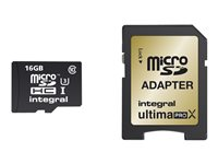Integral UltimaPro X - Carte mémoire flash (adaptateur microSDHC - SD inclus(e)) - 16 Go - UHS Class 3 / Class10 - microSDHC UHS-I INMSDH16G10-95/90U1