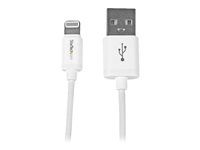 StarTech.com Câble Apple® Lightning vers USB de 1 m pour iPhone, iPod, iPad - Cordon de synchronisation Lightning - Blanc - Câble Lightning - Lightning mâle pour USB mâle - 1 m - double blindage - blanc - pour P/N: KITBXAVHDPEU, KITBXAVHDPNA, KITBXAVHDPUK, KITBXDOCKPEU, KITBXDOCKPUK, KITBZDOCK USBLT1MW