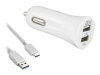 DLH DY-AU2572W - Adaptateur d'alimentation pour voiture - 12 Watt - 2.4 A - 2 connecteurs de sortie (USB) - blanc DY-AU2572W