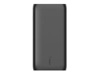 Belkin BOOST CHARGE - Banque d'alimentation - 20000 mAh - 3 connecteurs de sortie (USB, 24 pin USB-C) - sur le câble : USB, USB-C - noir BPB003BTBK