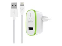 Belkin BOOST UP Home Charger+Cable - Adaptateur secteur - 12 Watt - 2.4 A (USB) - sur le câble : Lightning - blanc - pour Apple iPad/iPhone/iPod (Lightning) F8J125VF04-WHT