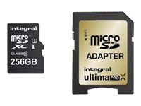 Integral UltimaPro X Gold - Carte mémoire flash (adaptateur microSDXC vers SD inclus(e)) - 256 Go - UHS-I U3 / Class10 - microSDXC UHS-I INMSDX256G10-95/90U1