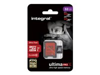 Integral UltimaPro X - Carte mémoire flash (adaptateur microSDHC - SD inclus(e)) - 32 Go - UHS Class 3 / Class10 - microSDHC UHS-I INMSDH32G10-90/45U1