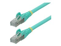 StarTech.com 2m CAT6a Ethernet Cable - Aqua - Low Smoke Zero Halogen (LSZH) - 10GbE 500MHz 100W PoE++ Snagless RJ-45 w/Strain Reliefs S/FTP Network Patch Cord - Cordon de raccordement - RJ-45 (M) pour RJ-45 (M) - 2 m - S/FTP - CAT 6a - IEEE 802.3bt - sans halogène, moulé, sans crochet, bloqué - turquoise NLAQ-2M-CAT6A-PATCH