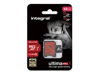 Integral UltimaPro X - Carte mémoire flash (adaptateur microSDXC vers SD inclus(e)) - 64 Go - UHS Class 1 / Class10 - microSDXC UHS-I INMSDX64G10-90/45U1