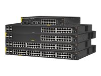 HPE Aruba 6000 48G Class4 PoE 4SFP 370W Switch - Commutateur - Géré - 48 x 10/100/1000 (PoE+) + 4 x Gigabit SFP - flux d'air côte à côte - Montable sur rack - PoE (370 W) - recommercialisé R8N85AR