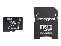 Integral UltimaPro - Carte mémoire flash (adaptateur microSDXC vers SD inclus(e)) - 64 Go - UHS Class 1 / Class10 - micro SDXC INMSDX64G10-40U1