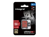Integral UltimaPro X - Carte mémoire flash (adaptateur microSDHC - SD inclus(e)) - 16 Go - UHS Class 3 / Class10 - microSDHC UHS-I INMSDH16G10-90/45U1