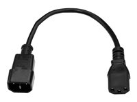 StarTech.com Rallonge de cordon d'alimentation pour ordinateur de 30 cm - C14 vers C13 - Rallonge de câble d'alimentation - IEC 60320 C14 pour IEC 60320 C13 - 30 cm - noir PXT1001